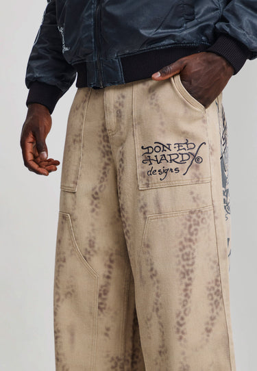 Jeans Relaxed Ed Hardy Leopard Beige – foto 3