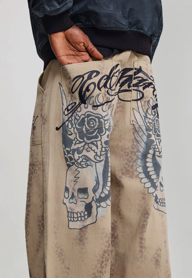 Jeans Relaxed Ed Hardy Leopard Beige – foto 2