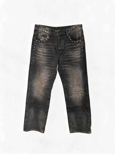 Jeans Sabbiati Caffè con Borchie Baggy – foto 4