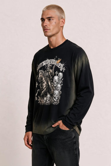 Longsleeve Oversize Art Super Money - Teschio Cowboy