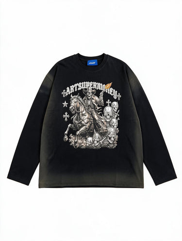 Longsleeve Oversize Art Super Money - Teschio Cowboy