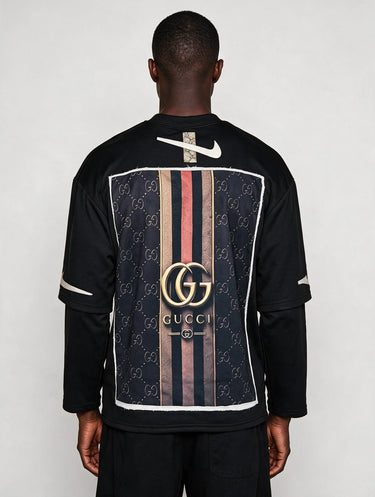 Longsleeve Nera Scuba Stampa Righe – foto 2