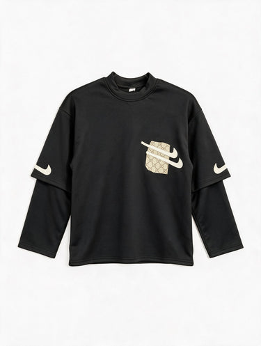 Longsleeve Nera Scuba Stampa Righe – foto 3