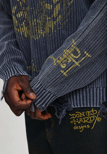 Maglione Distressed Eagle Nero