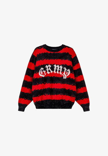 Maglione Grimey "Rise Above Flames" Mohair a Righe Rosso e Nero