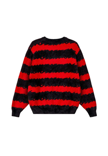 Maglione Grimey "Rise Above Flames" Mohair a Righe Rosso e Nero