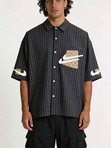 Camicia Quadri Scuri Manica Corta