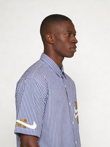 Camicia Righe Azzurre Manica Corta