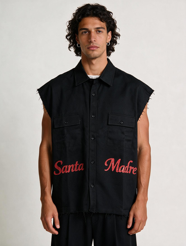 Camicia smanicata “Santa Madre” – Black