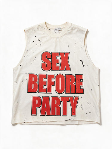 Canotta Minimal Oversize “Sex Before Party” – White