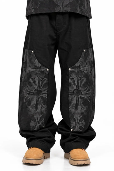 Pantalone Carpenter Black Circus Nero con Stampa Croci