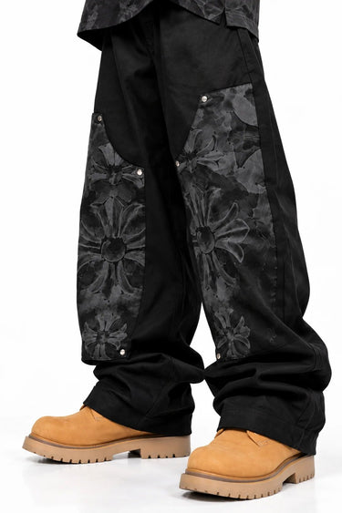 Pantalone Carpenter Black Circus Nero con Stampa Croci
